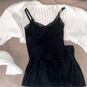 BDG urban outfitters pointelle cami black xs - coquette, preppy, girly